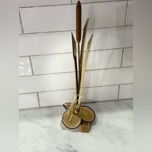 Vintage Metal Reed and dragonfly Sculpture